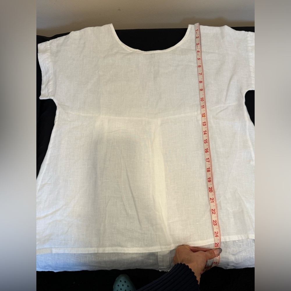 🔥Terzo Millennio Women's White Linen Top Size S oversized Like New🔥 - Picture 4 of 5
